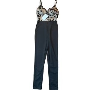 SHEIN women’s XS sheer lace bodice long pant jumpsuit